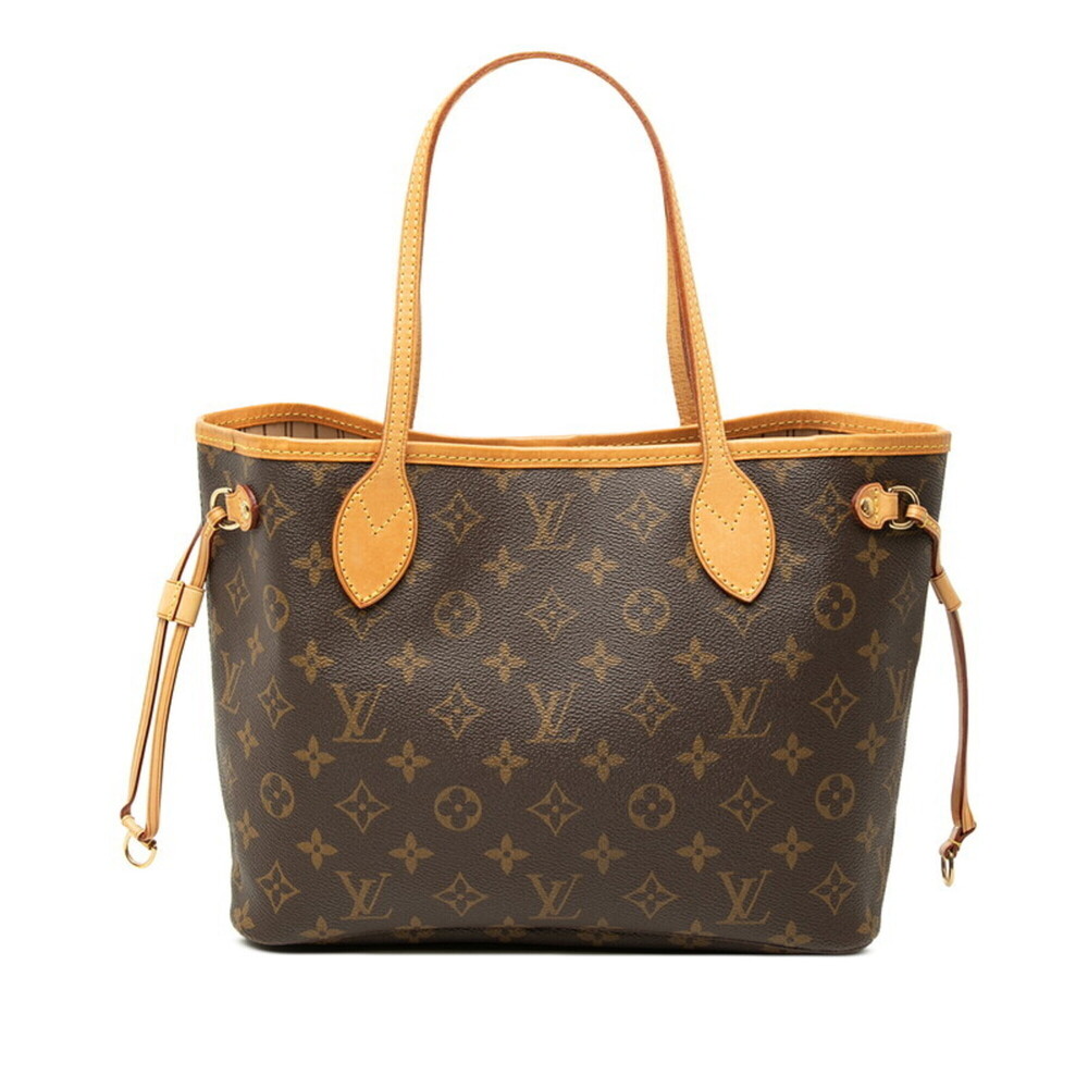 Louis Vuitton Monogram Neverfull PM Tote Bag Handbag M40155 Brown Leather Wom...